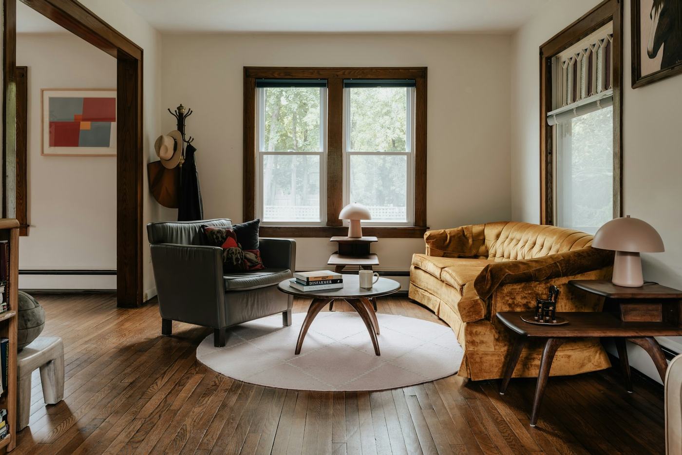 Living room with wood floors