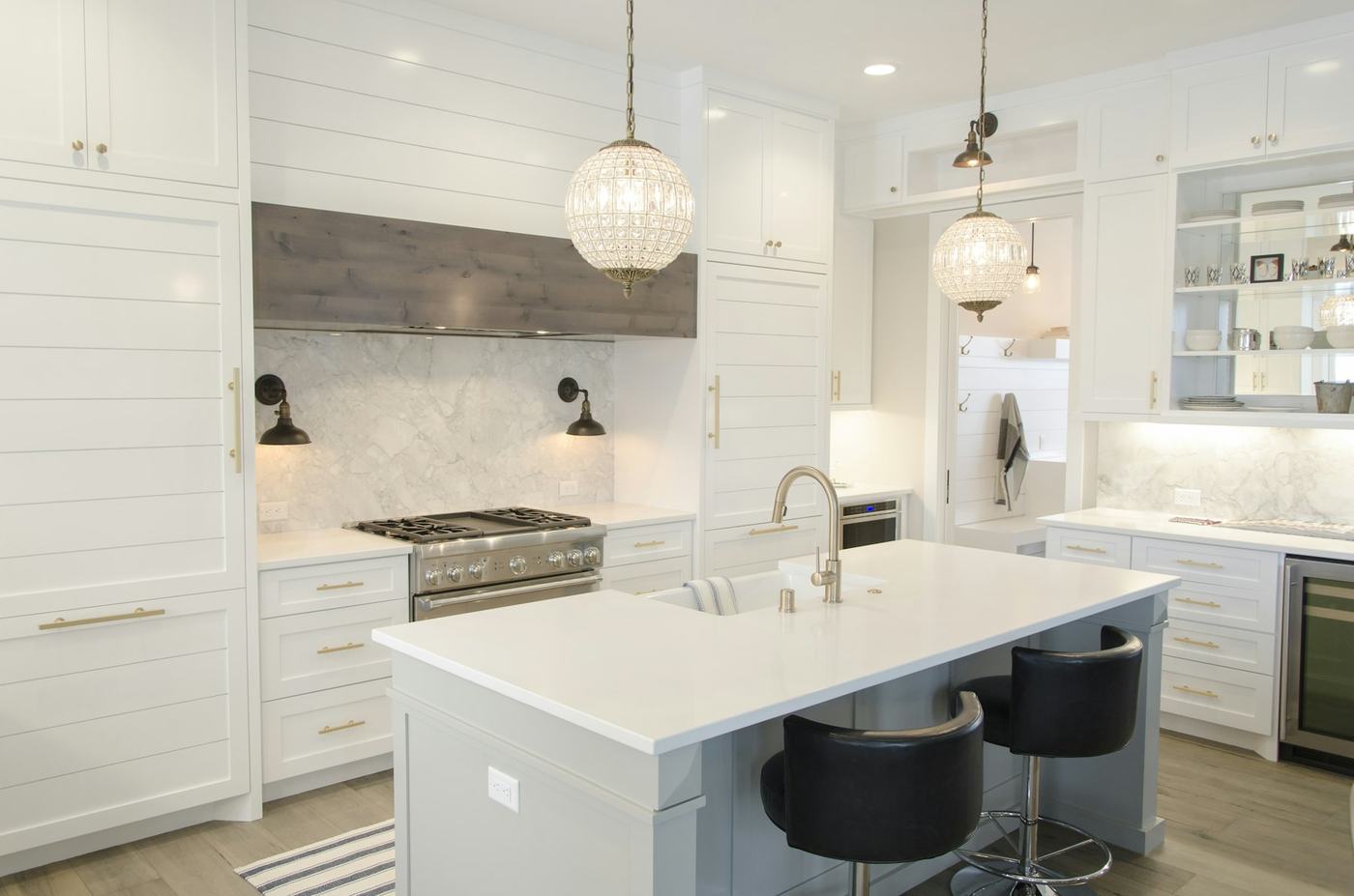 White kitchen with island